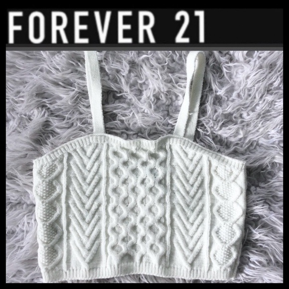 F21 Cable Sweater Knit Crop Top - Picture 2 of 4